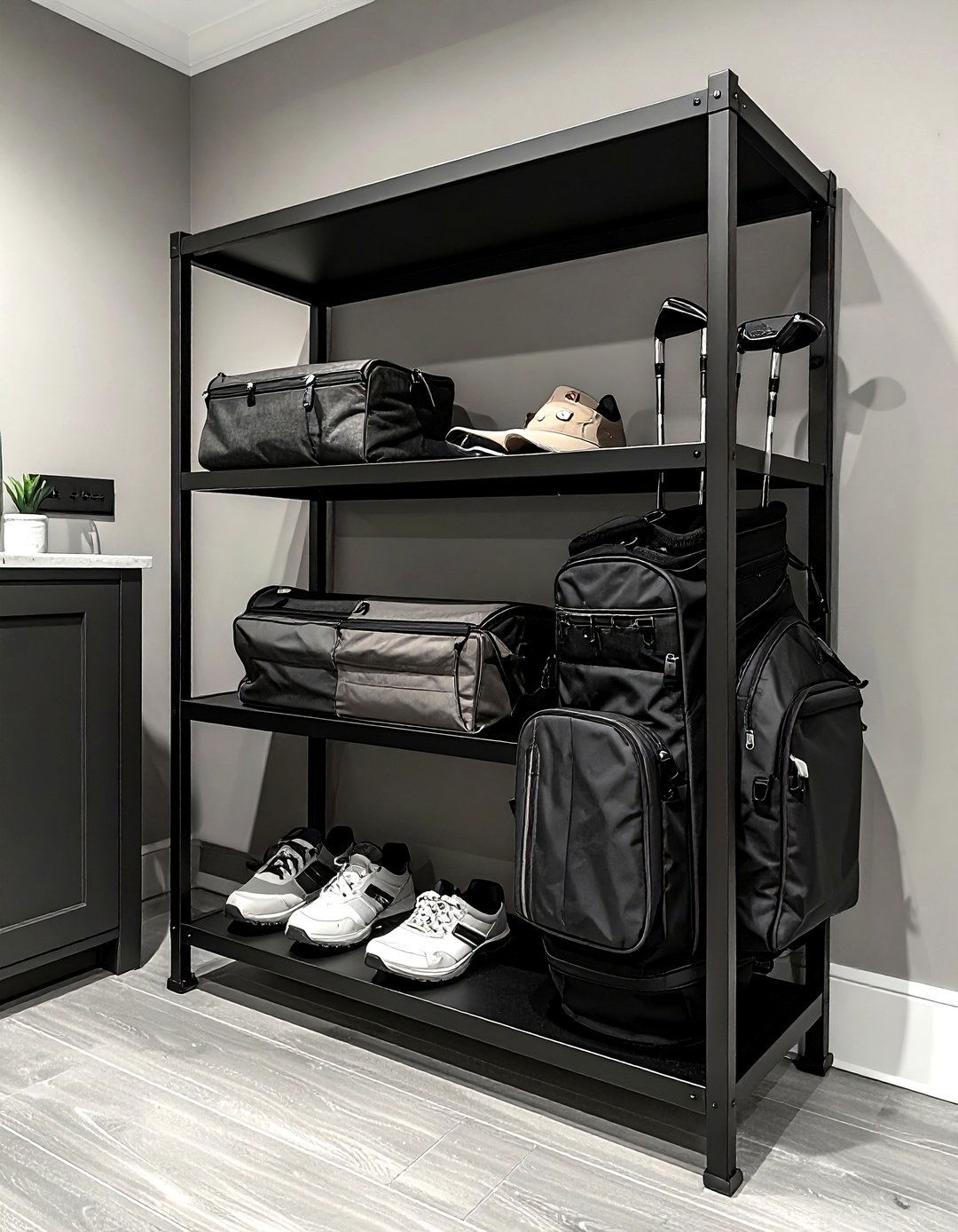 Golf bag storage stand - 30 garage organization ideas