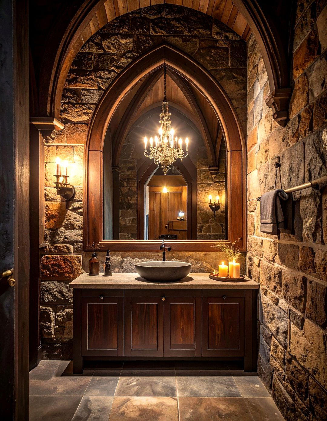 Gothic Arch Bathroom Mirror - 30 Tudor bathroom ideas