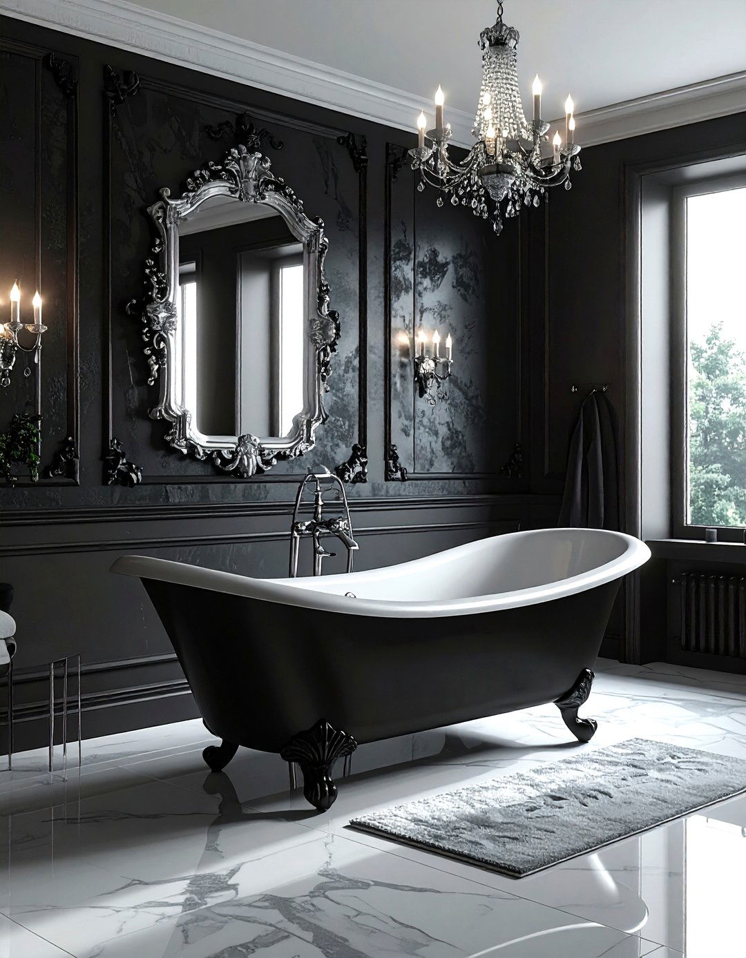 Gothic Bathroom - 30 dark black bathroom ideas