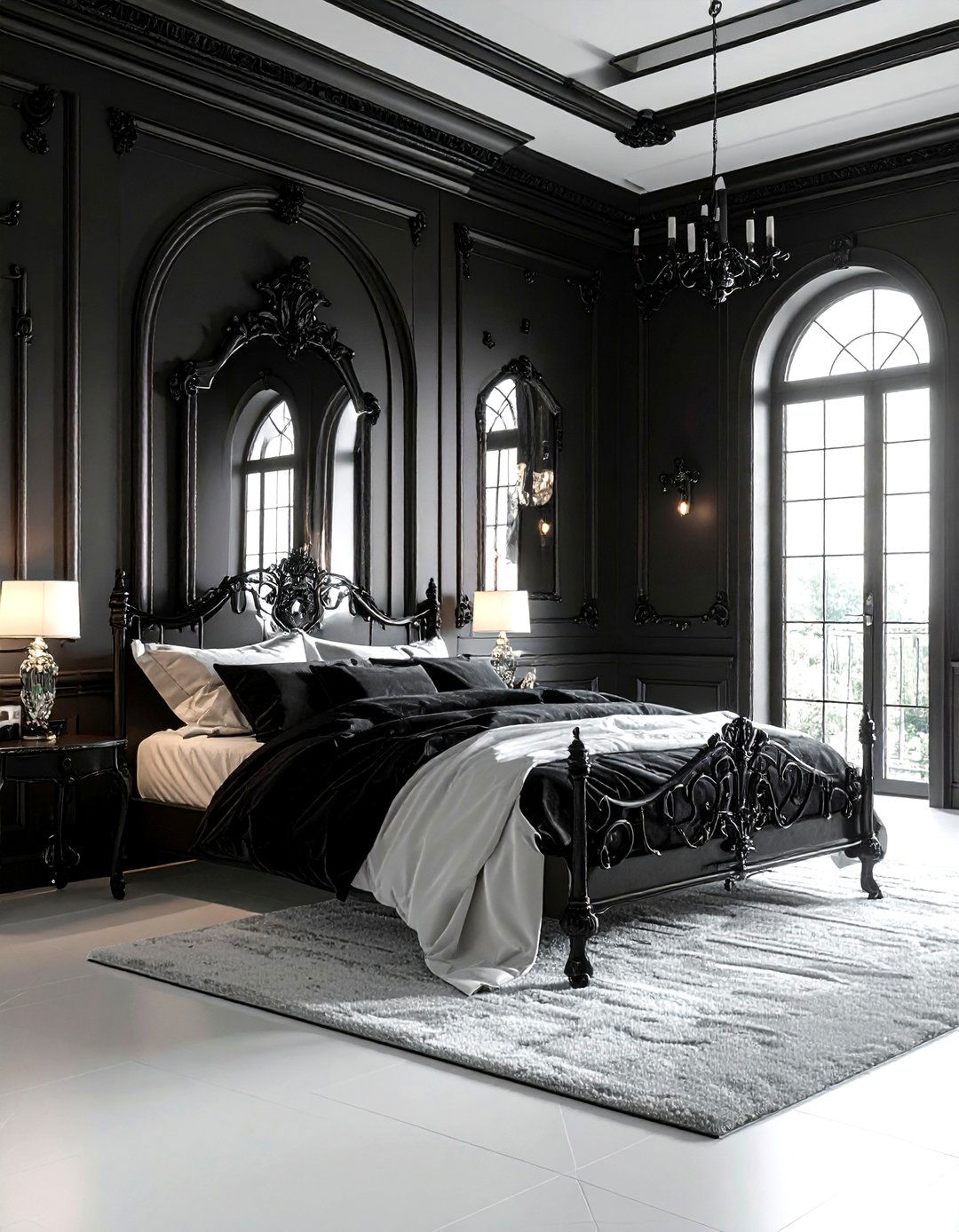 Gothic black bedroom - 30 black bedroom ideas