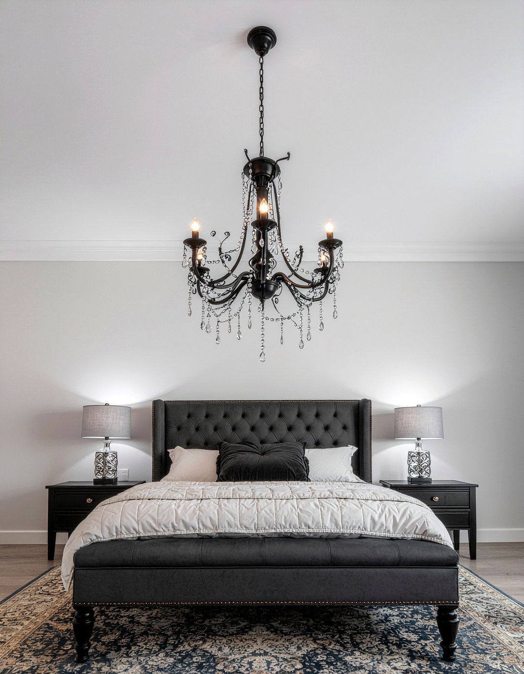 Gothic chandelier lighting - 30 gothic bedroom ideas