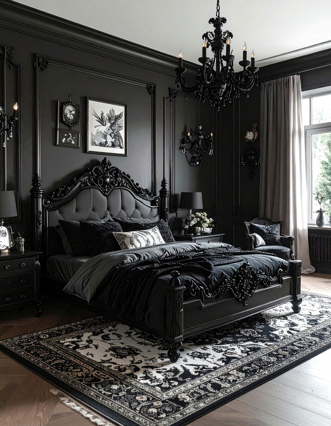 Gothic chic bedroom - 30 black bedroom decor ideas
