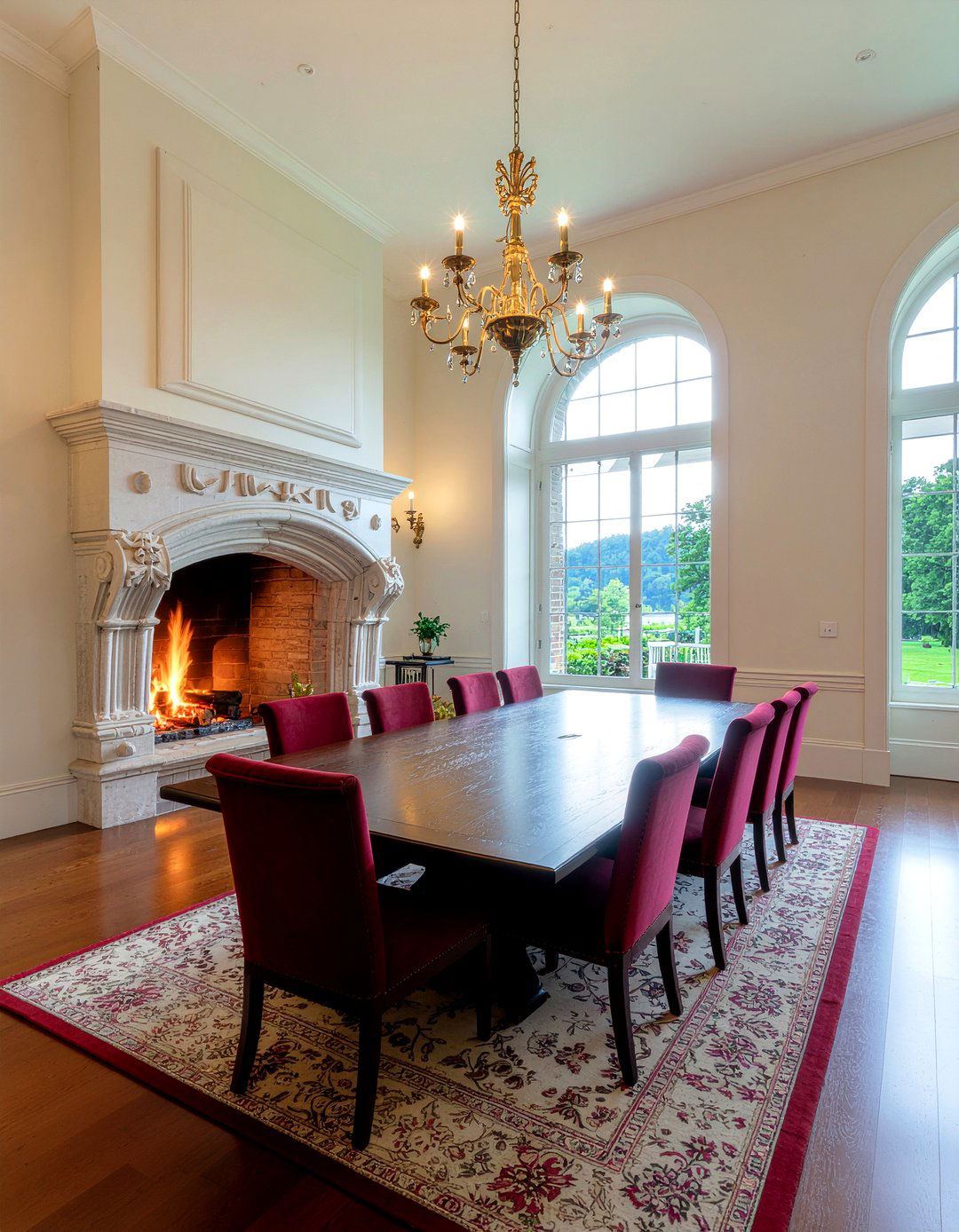 Grand Fireplace Dining Room - 30 firelit dining room ideas