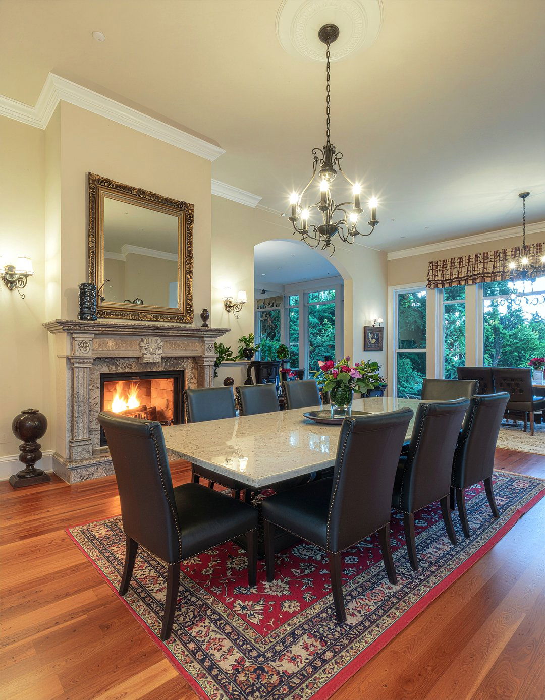 Grand Fireplace - 30 mansion dining room ideas