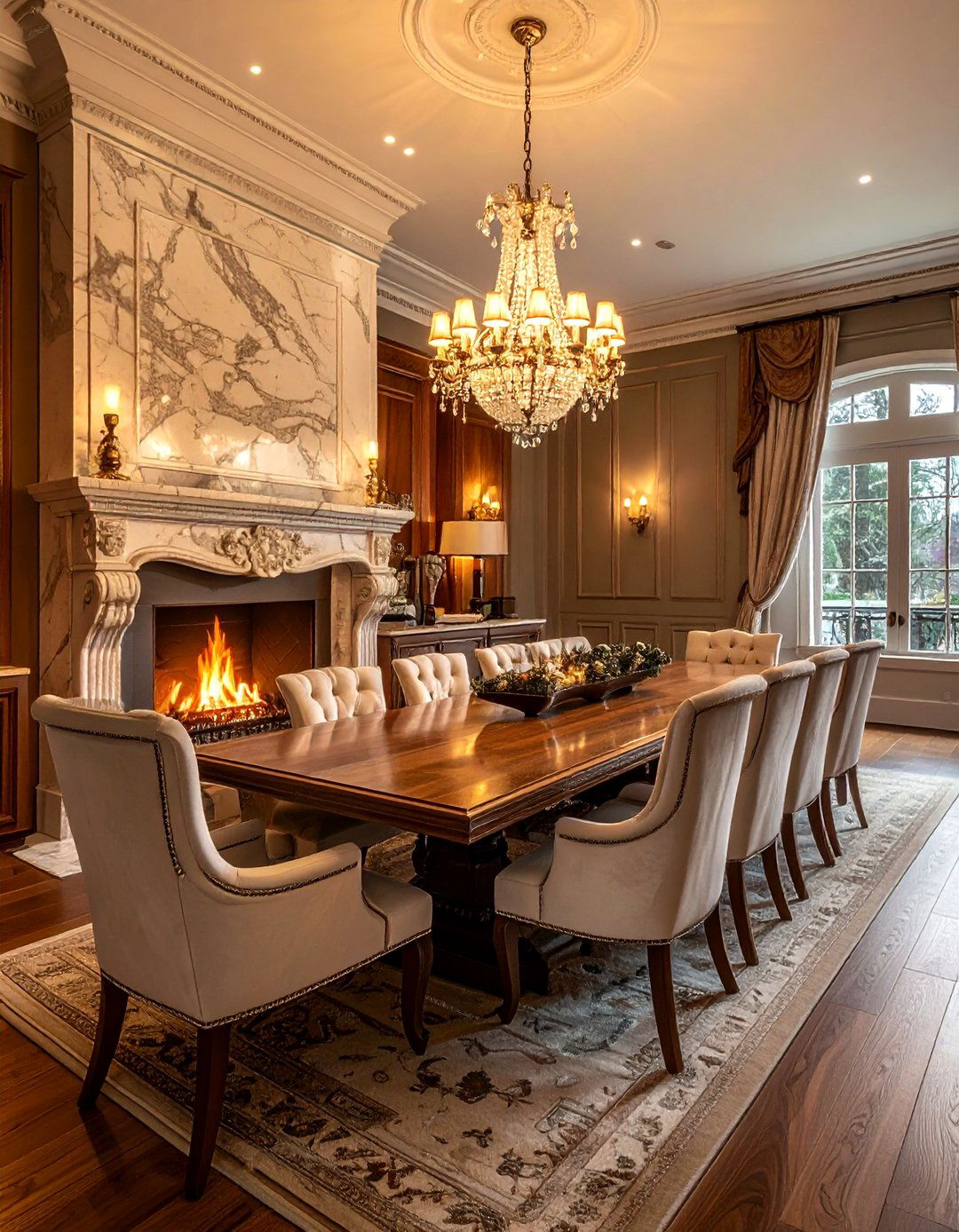 Grand fireplace dining room - 30 palatial dining room ideas