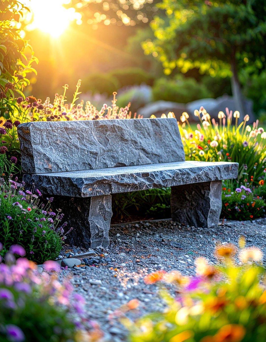 Granite Garden Bench - 30 granite accent ideas