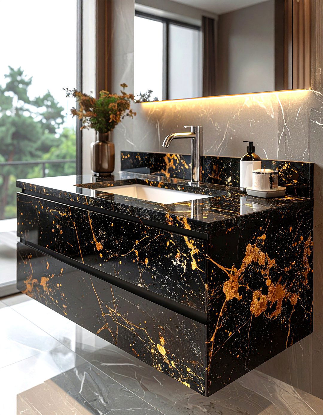 Granite Vanity - 30 stone bathroom ideas