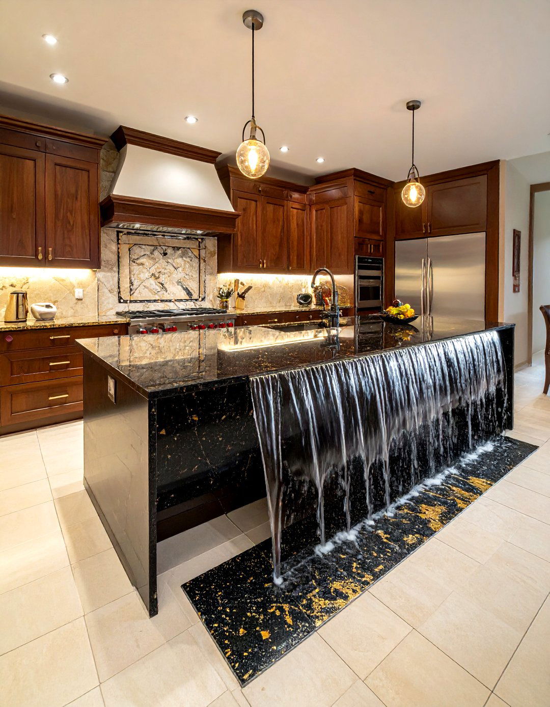 Granite Waterfall Kitchen Island - 30 waterfall kitchen island ideas