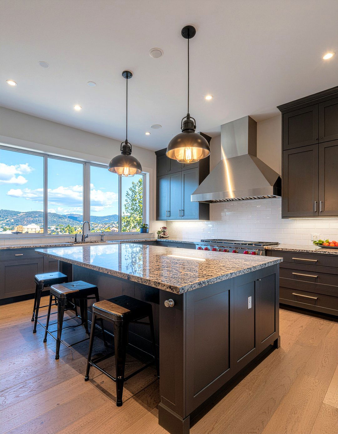 Granite With Industrial Lighting - 30 granite countertop kitchen ideas