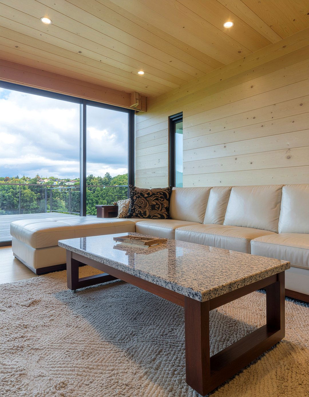 Granite and timber living room - 30 mixed material living room ideas