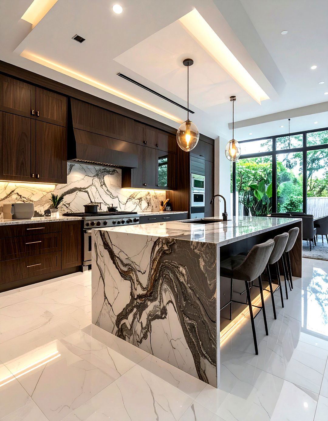 Granite slab backsplash - 30 full height kitchen backsplash ideas