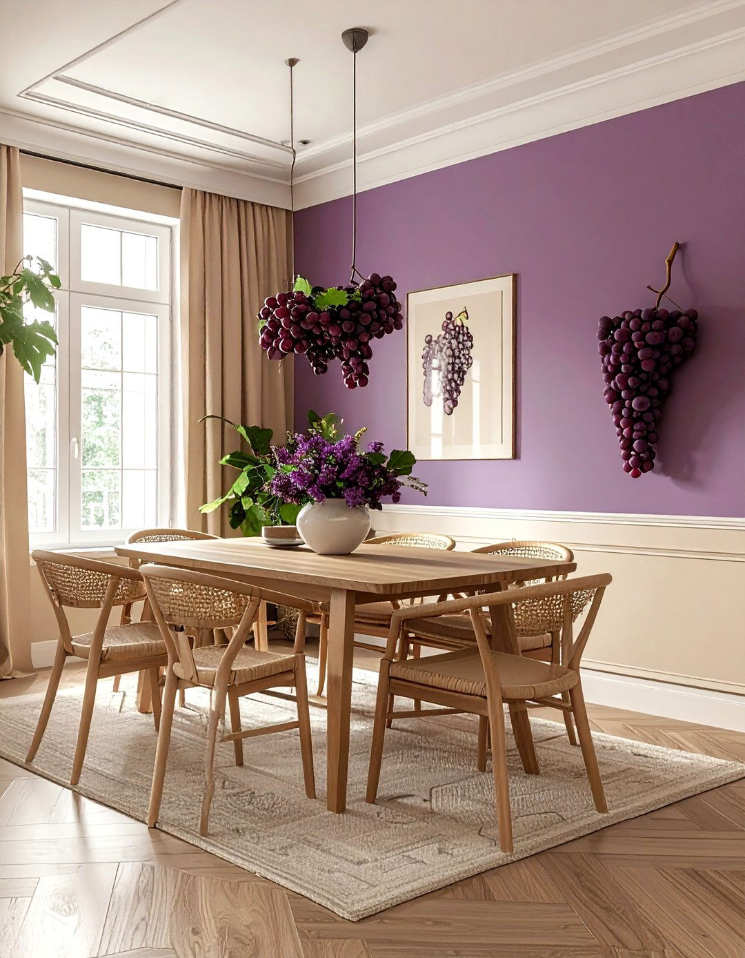 Grape and beige dining room - 30 purple dining room color schemes