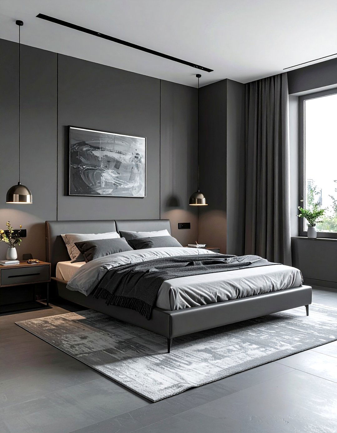 Graphite Bedroom - 30 monochromatic bedroom ideas