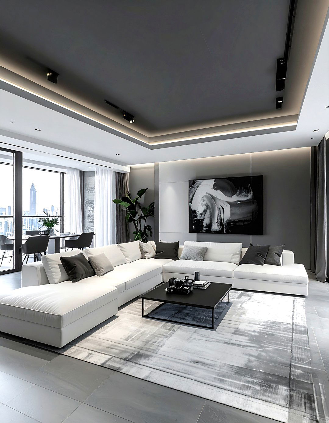 Graphite Ceiling - 30 living room ceiling color ideas