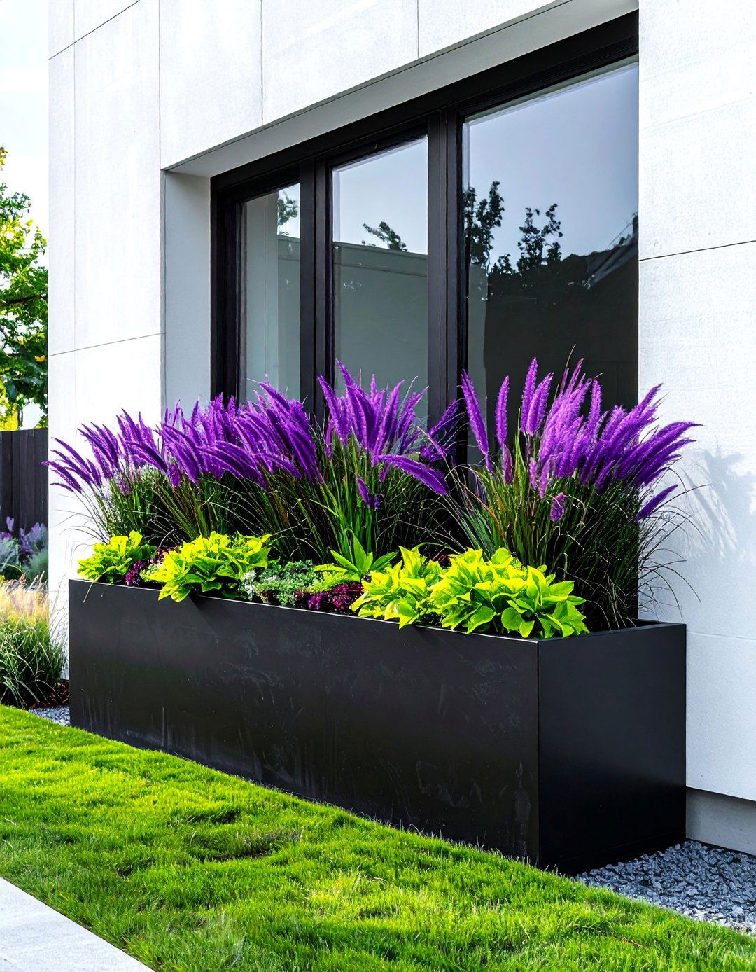 Grass and foliage window box - 30 window box ideas