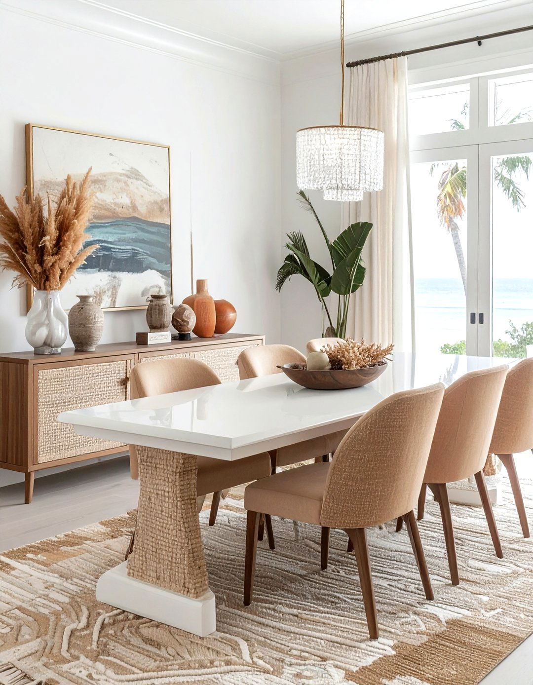 Grasscloth Inlay Sideboard - 30 dining room credenza ideas