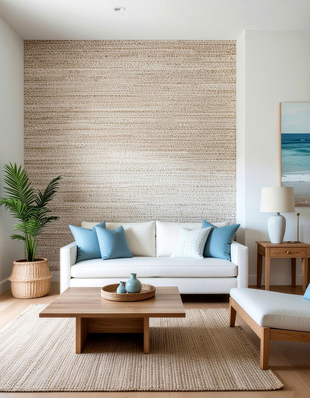 Grasscloth Wallpaper - 30 coastal living room ideas