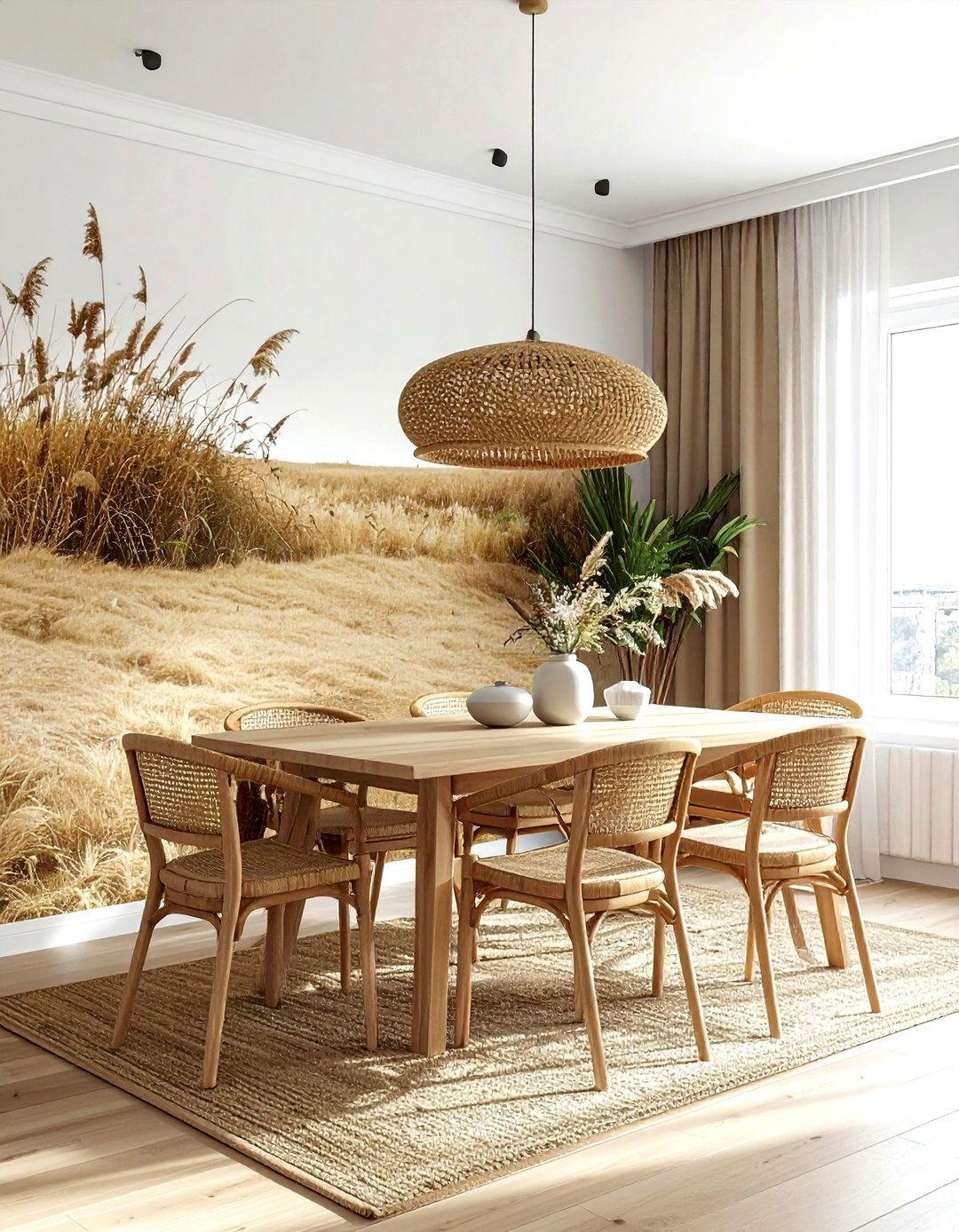 Grasscloth Wallpaper Wall - 30 dining room feature wall ideas