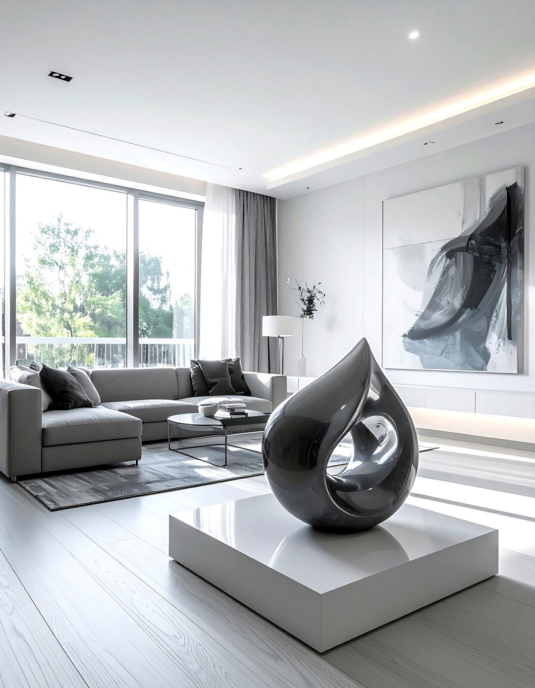 Gray Abstract Sculpture - 30 gray living room accessories ideas