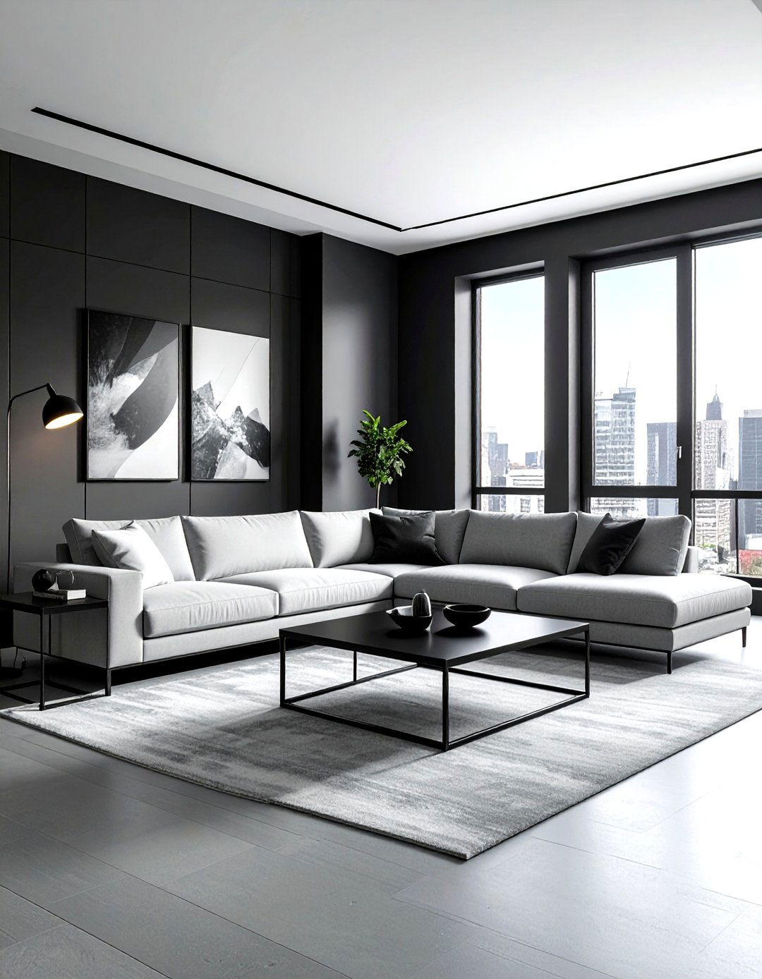 Gray And Black Modern Living Room - 30 gray living room furniture ideas