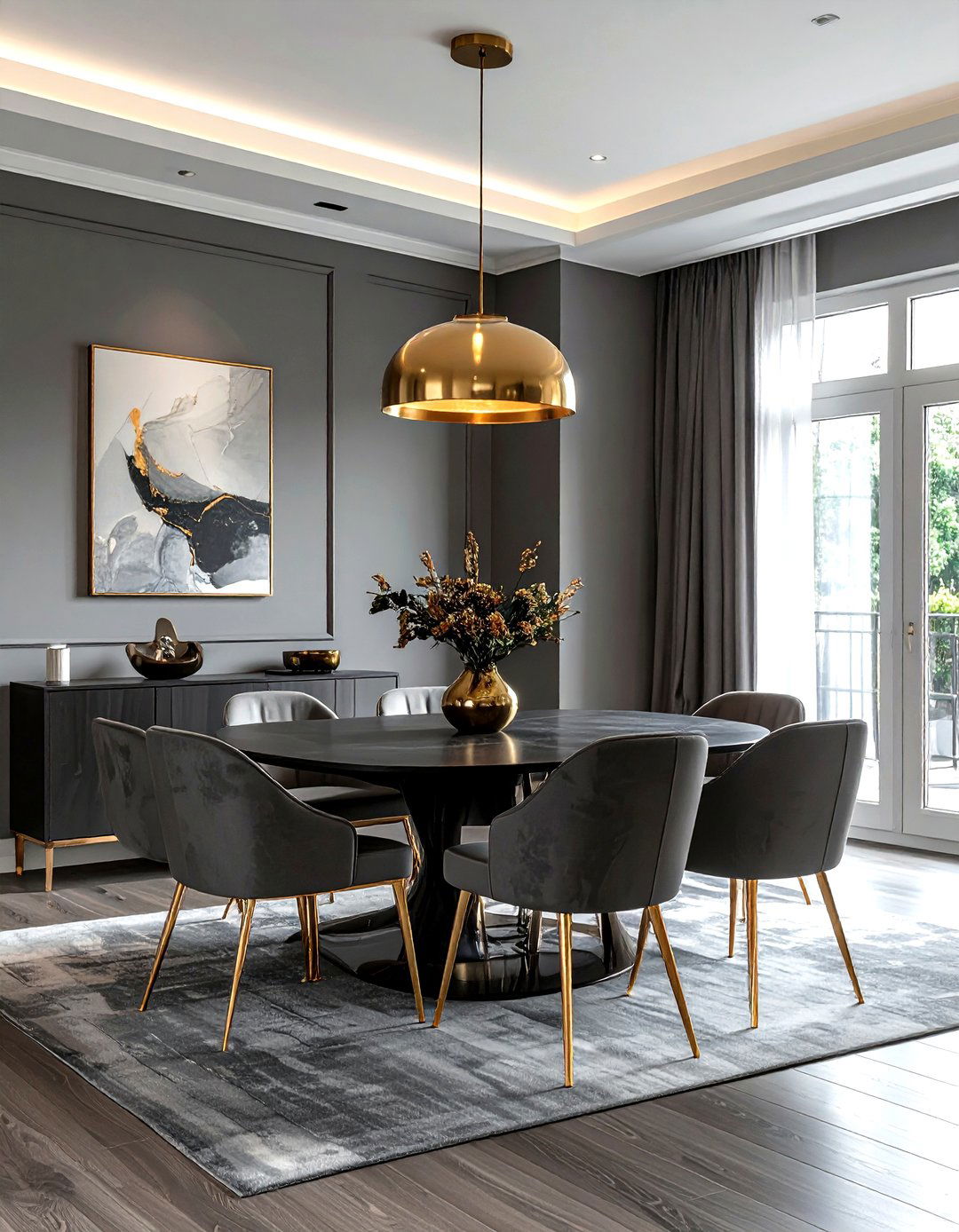 Gray And Brass Dining Room - 30 gray dining room decor ideas
