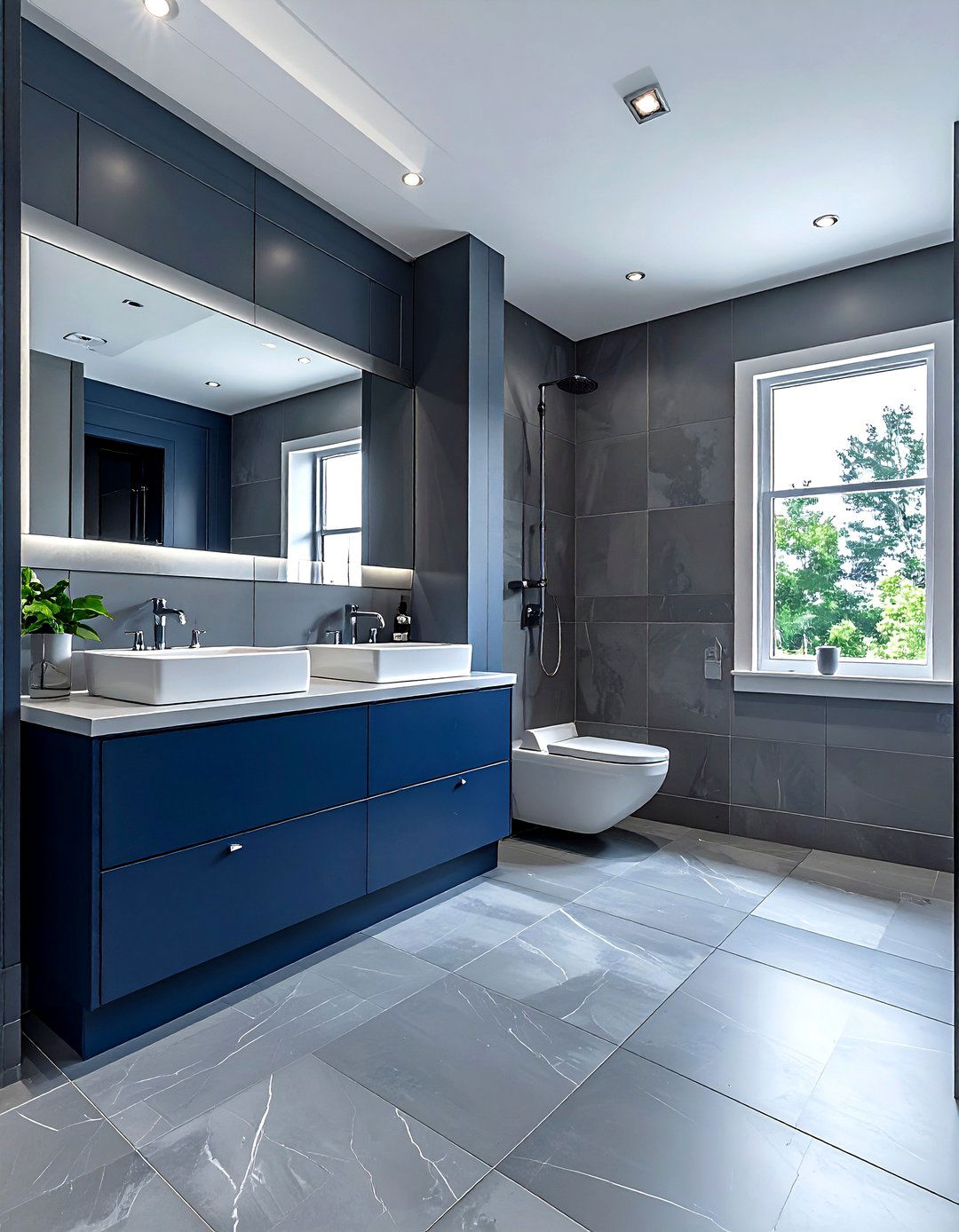 Gray And Navy Blue Bathroom - 30 gray bathroom design ideas