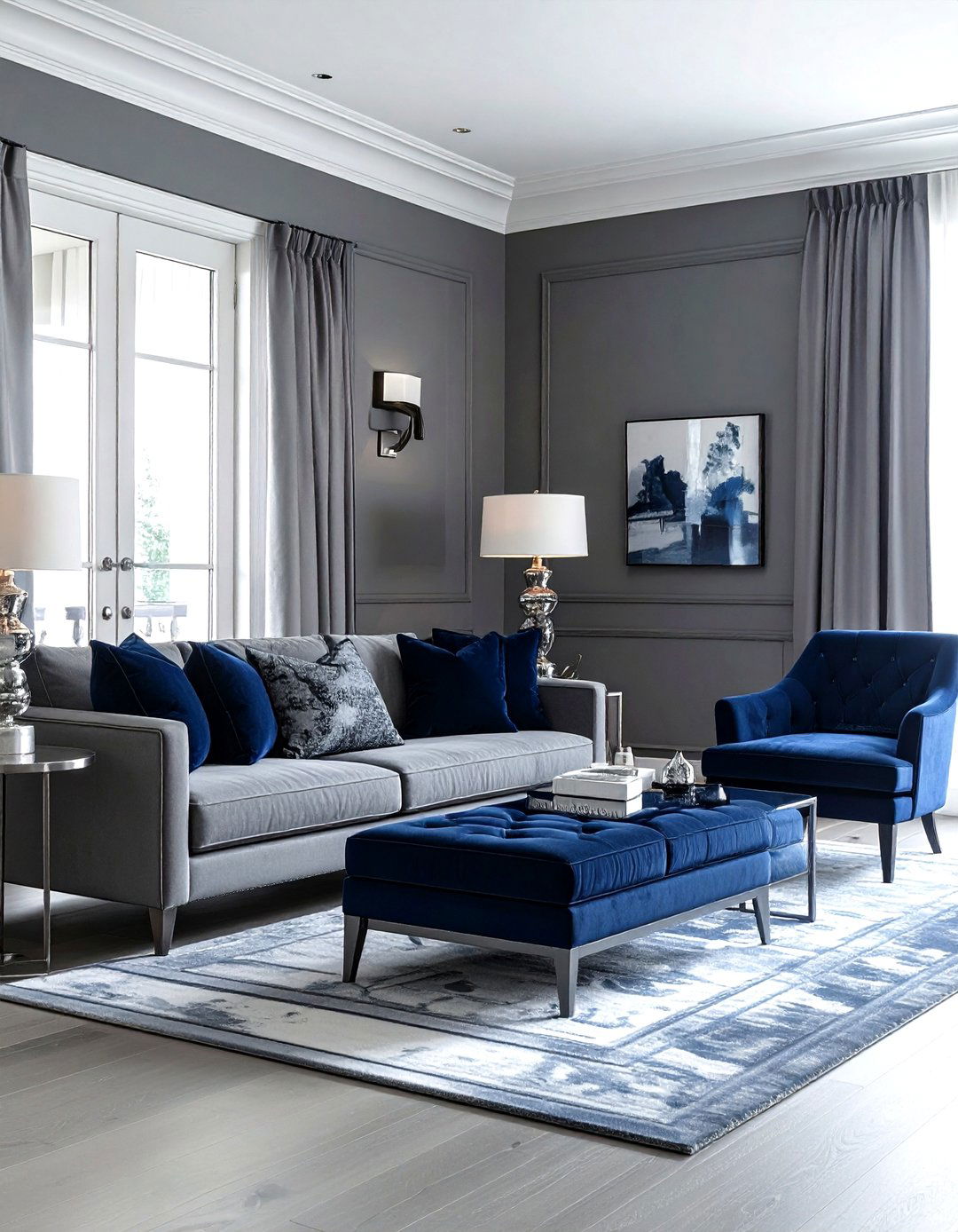 Gray And Navy Blue Living Room - 30 gray living room furniture ideas