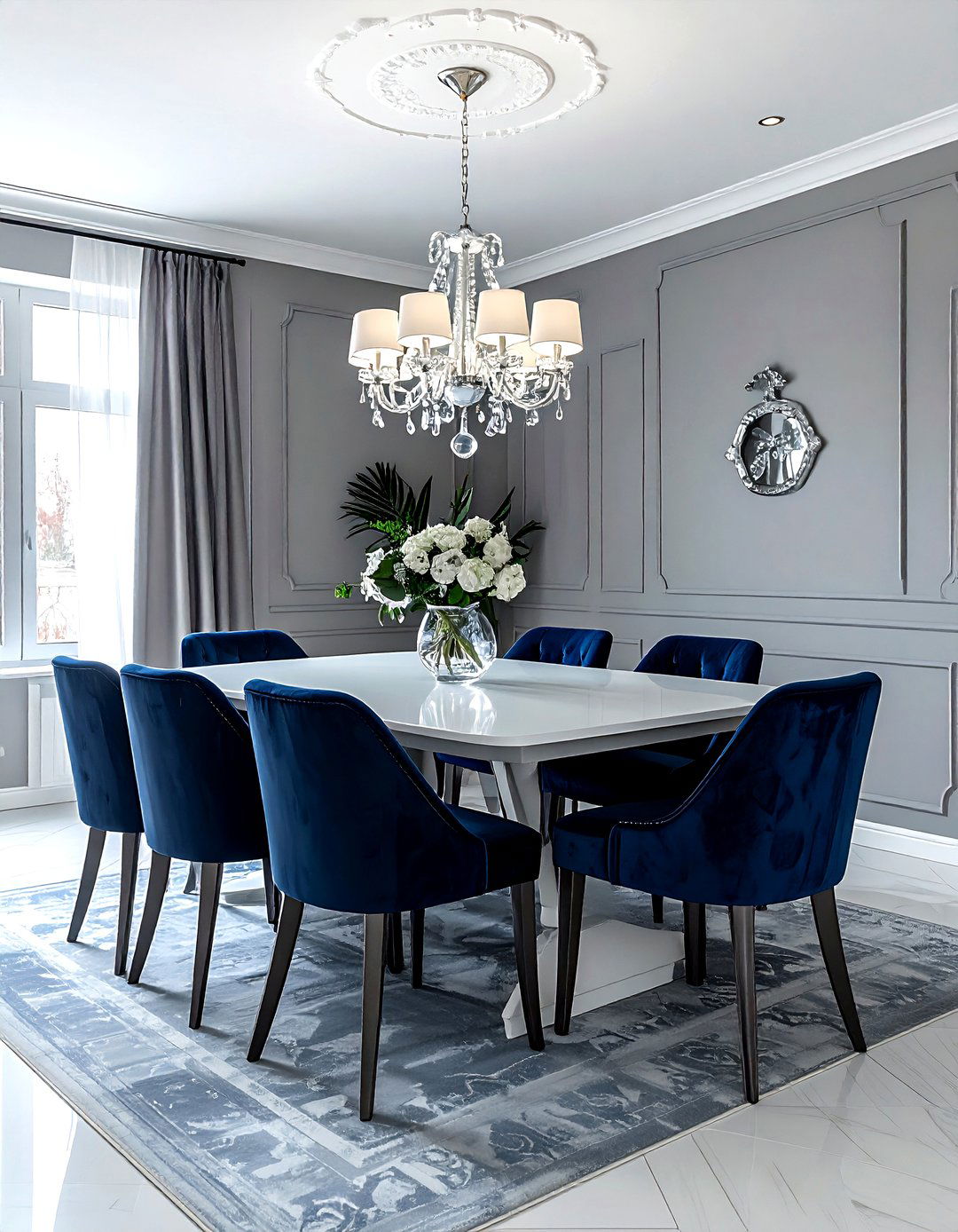 Gray And Navy Dining Room - 30 gray dining room decor ideas