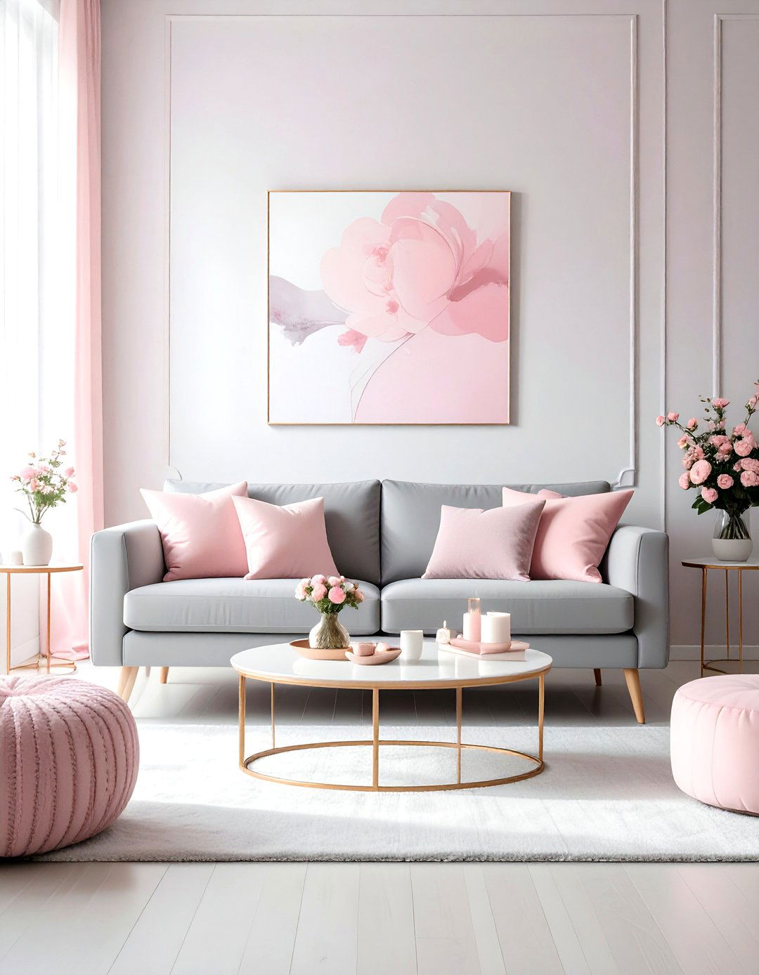 Gray And Pink Soft Living Room - 30 gray living room furniture ideas