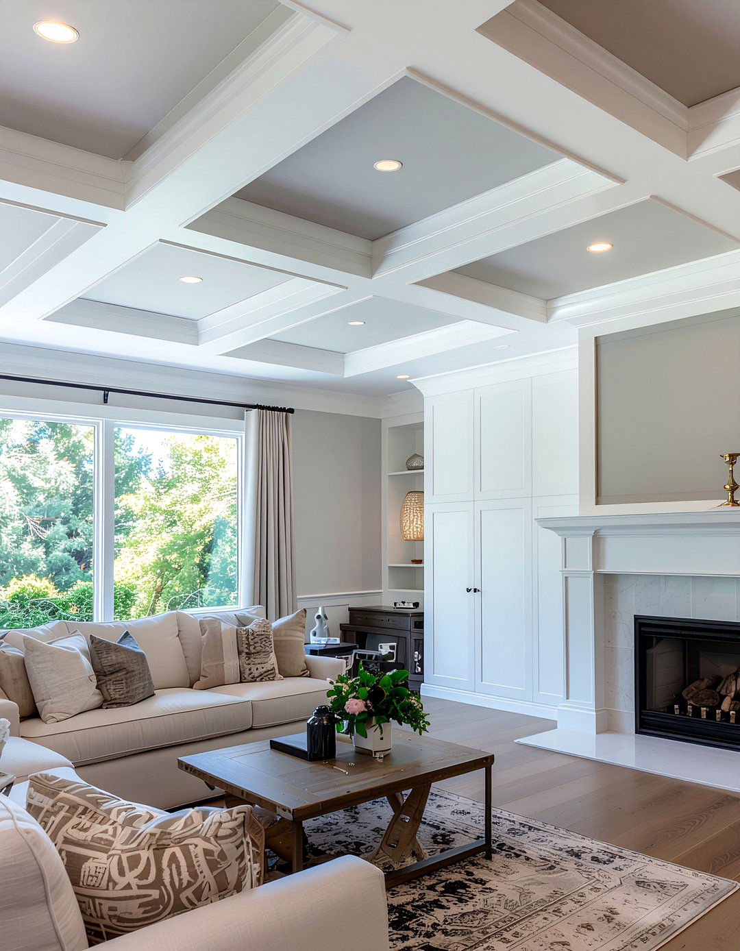 Gray And White Ceiling - 30 living room coffered ceiling designs