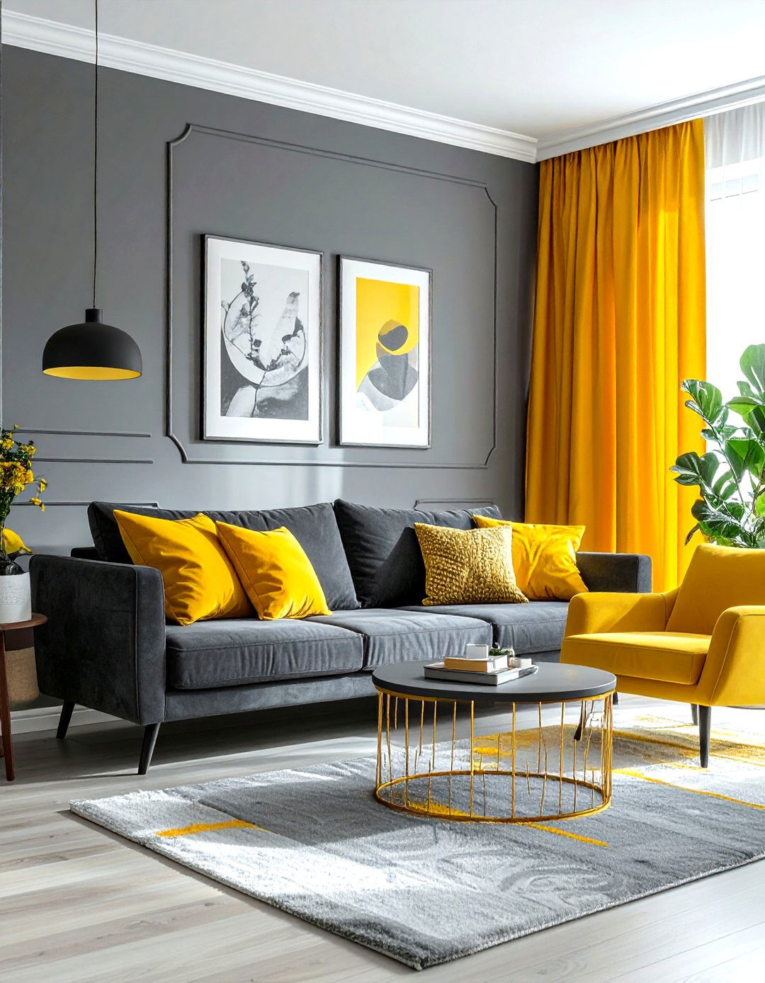 Gray And Yellow Accent Living Room - 30 gray living room furniture ideas