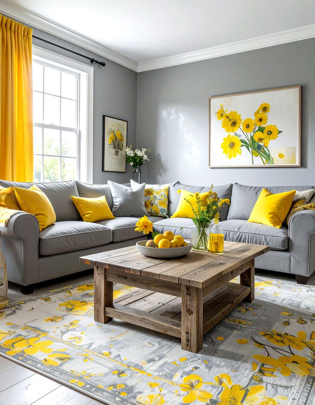 Gray And Yellow Farmhouse Living Room - 30 gray yellow living room ideas