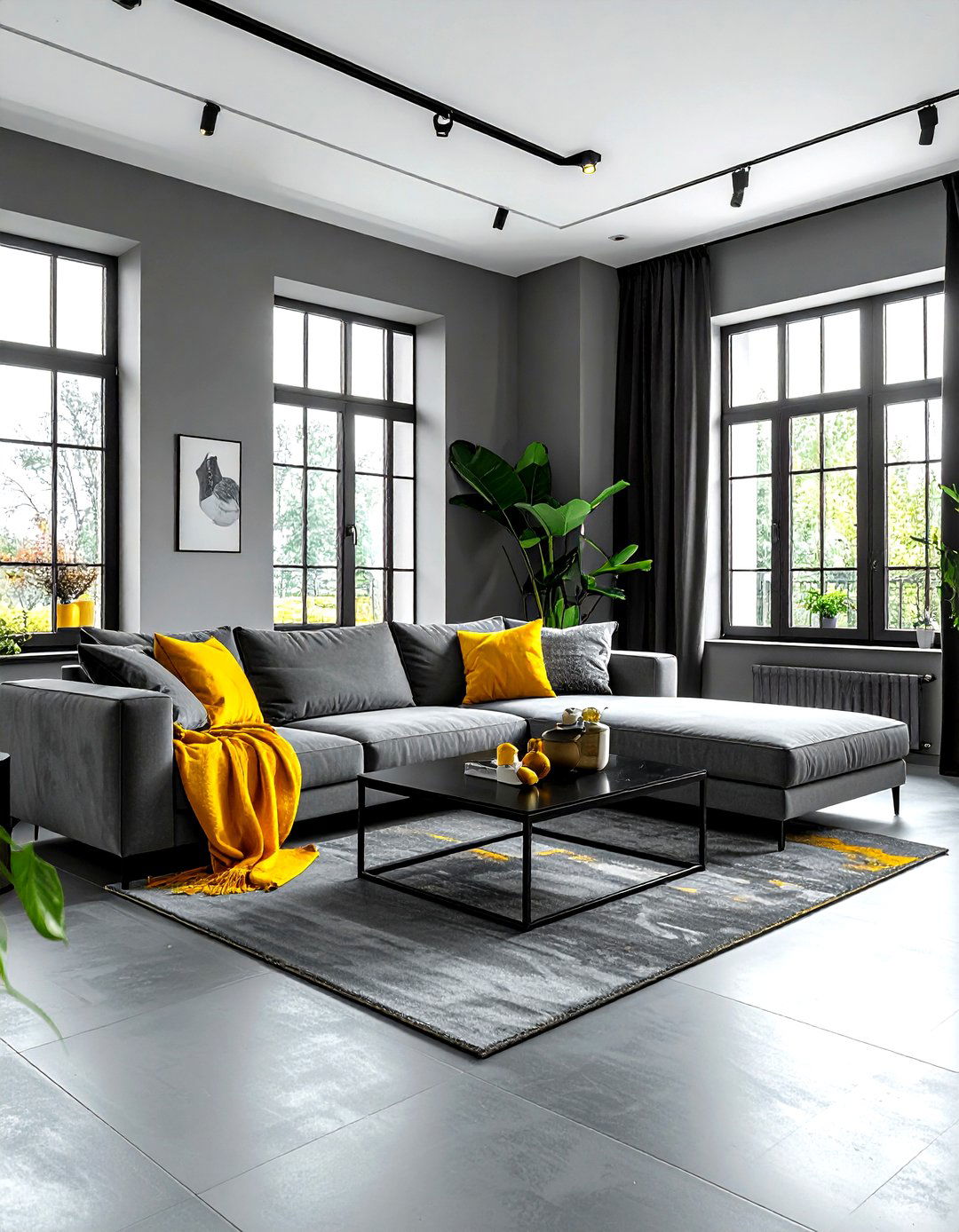 Gray And Yellow Living Room With Black Accents - 30 gray yellow living room ideas