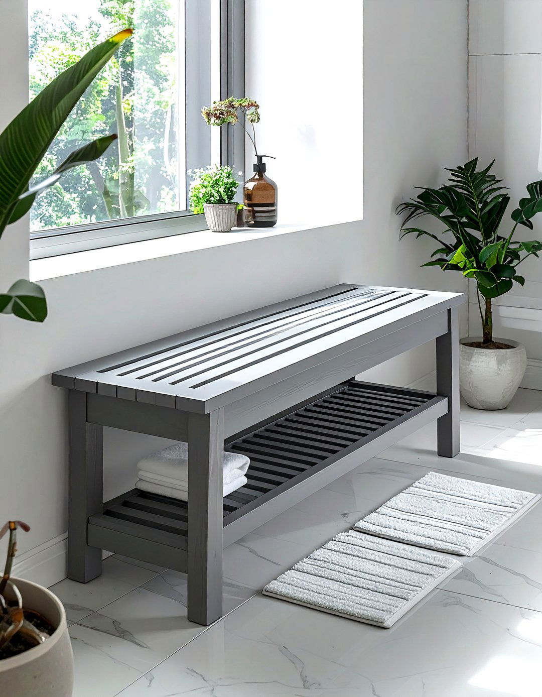 Gray Bathroom Bench - 30 gray bathroom furniture ideas