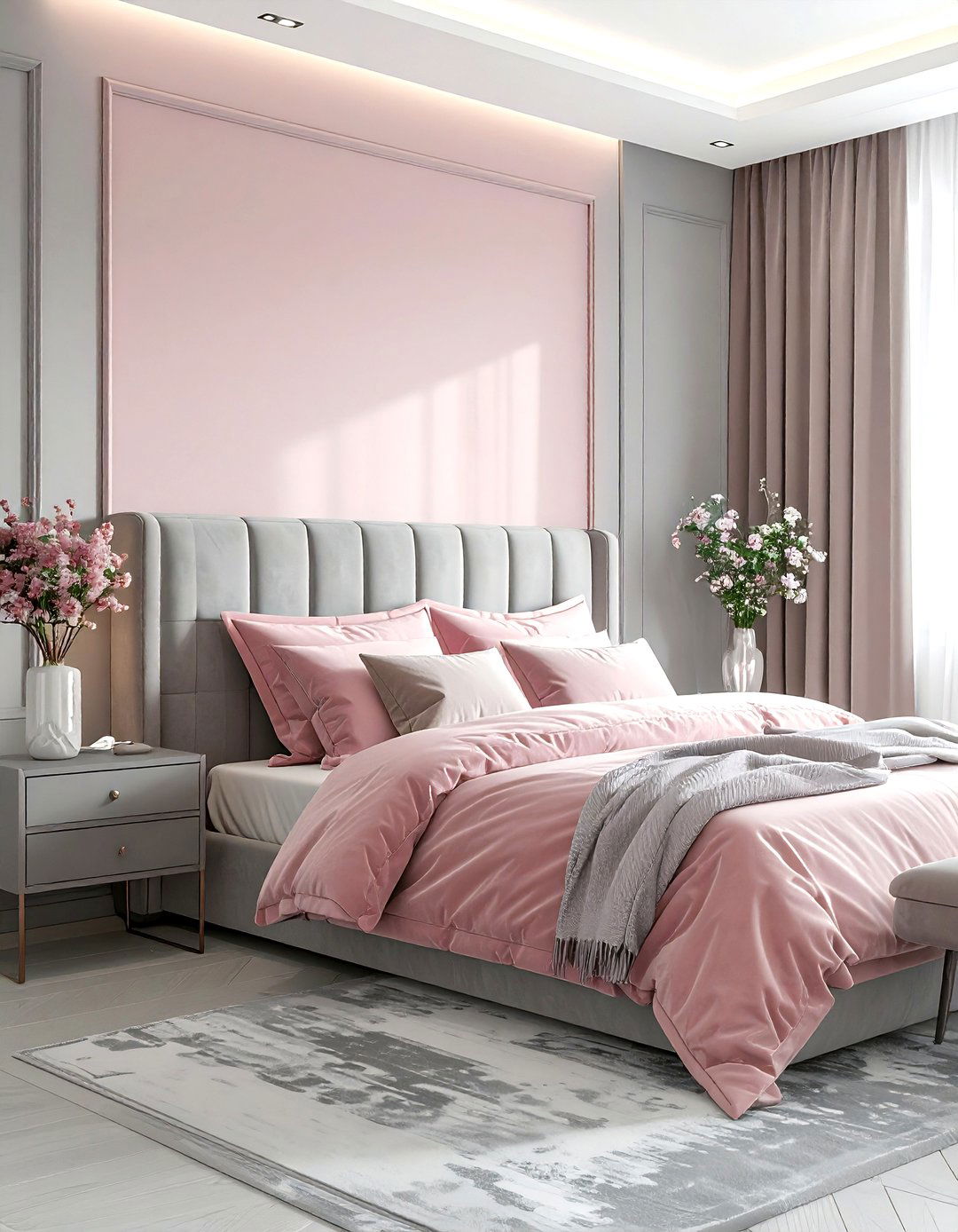 Gray Blush Pink - 30 contemporary gray bedroom ideas