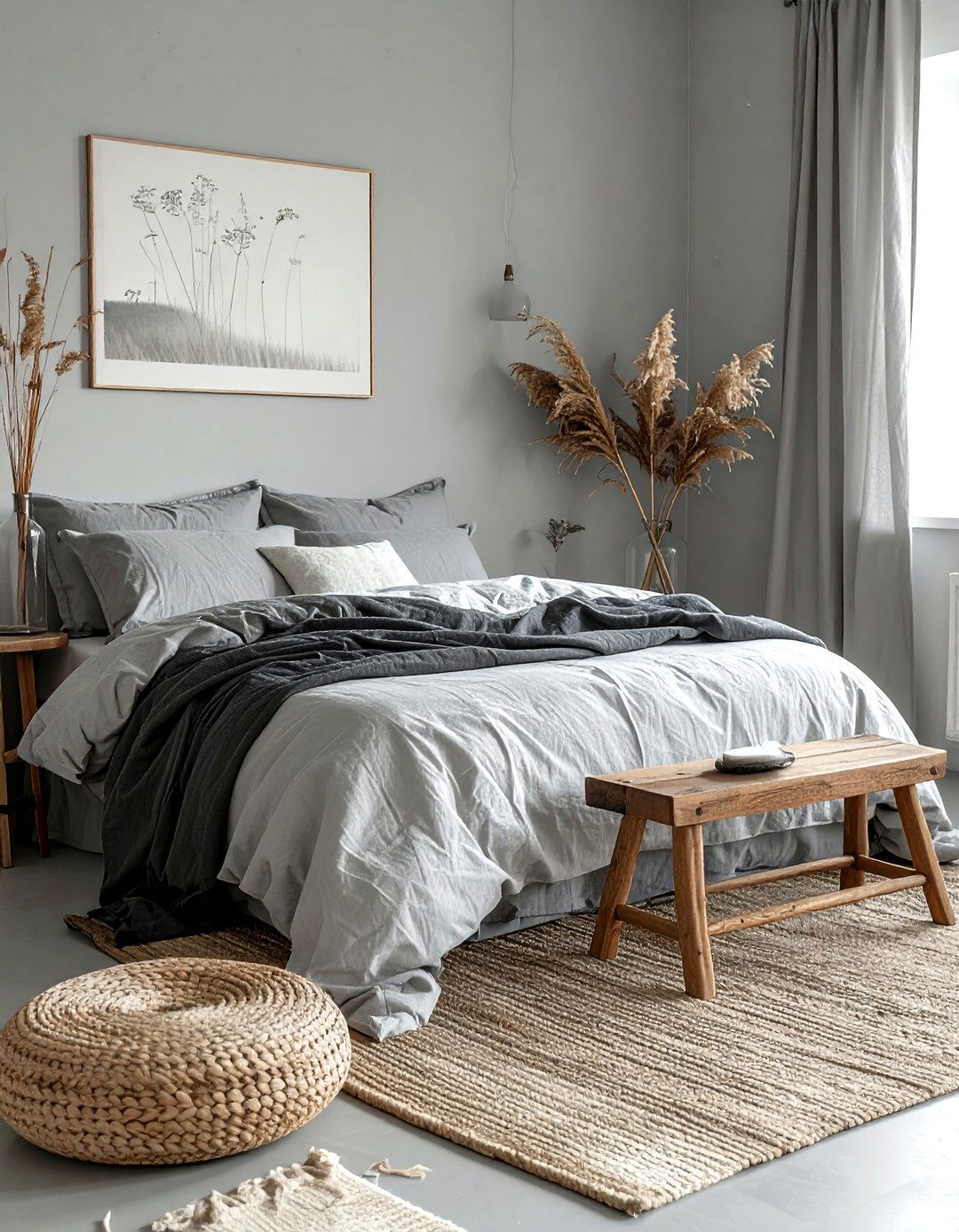 Gray Boho Bedroom With Linen Sheets - 30 bohemian gray bedroom ideas