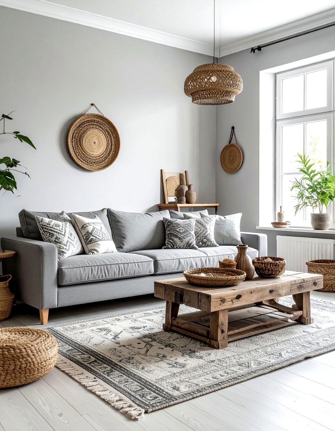 Gray Boho Living Room Farmhouse Style - 30 bohemian gray living room ideas