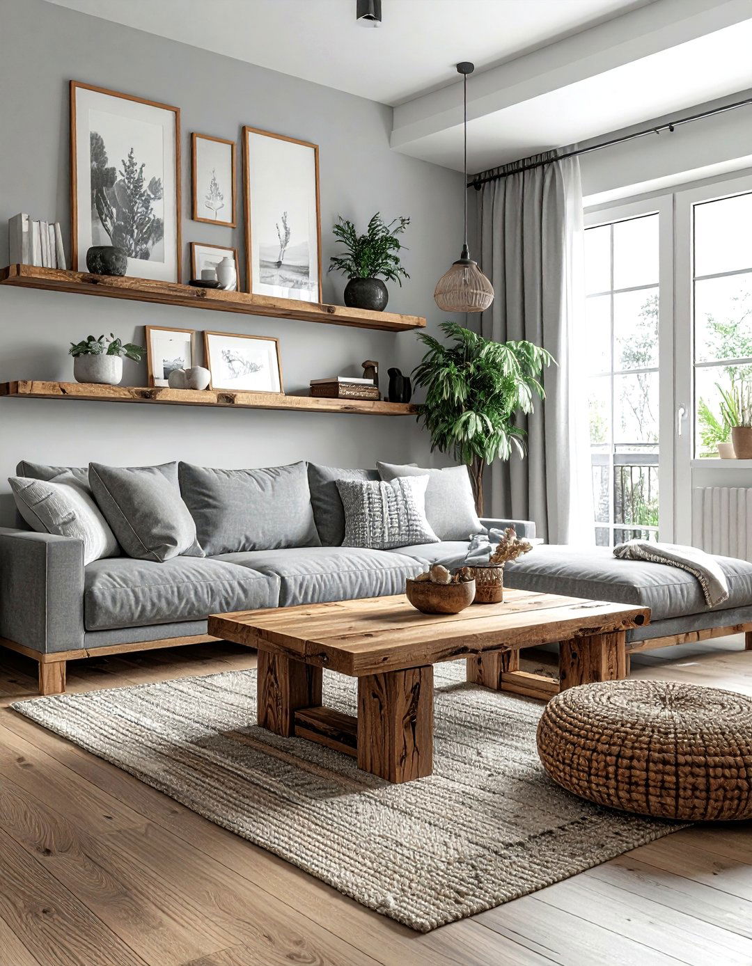 Gray Boho Living Room Wood Accents - 30 bohemian gray living room ideas