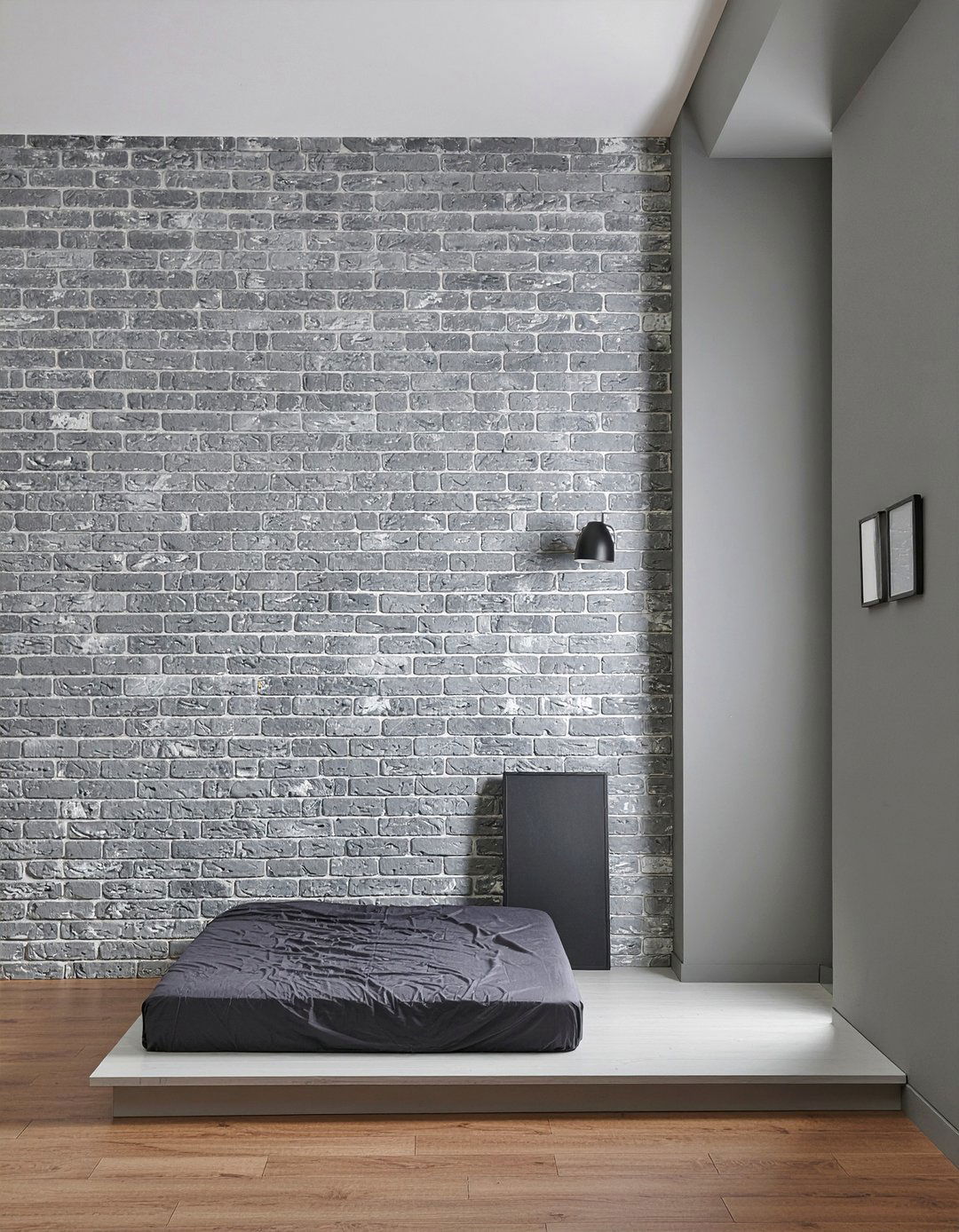 Gray Brick Wall - 30 cool gray bedroom ideas