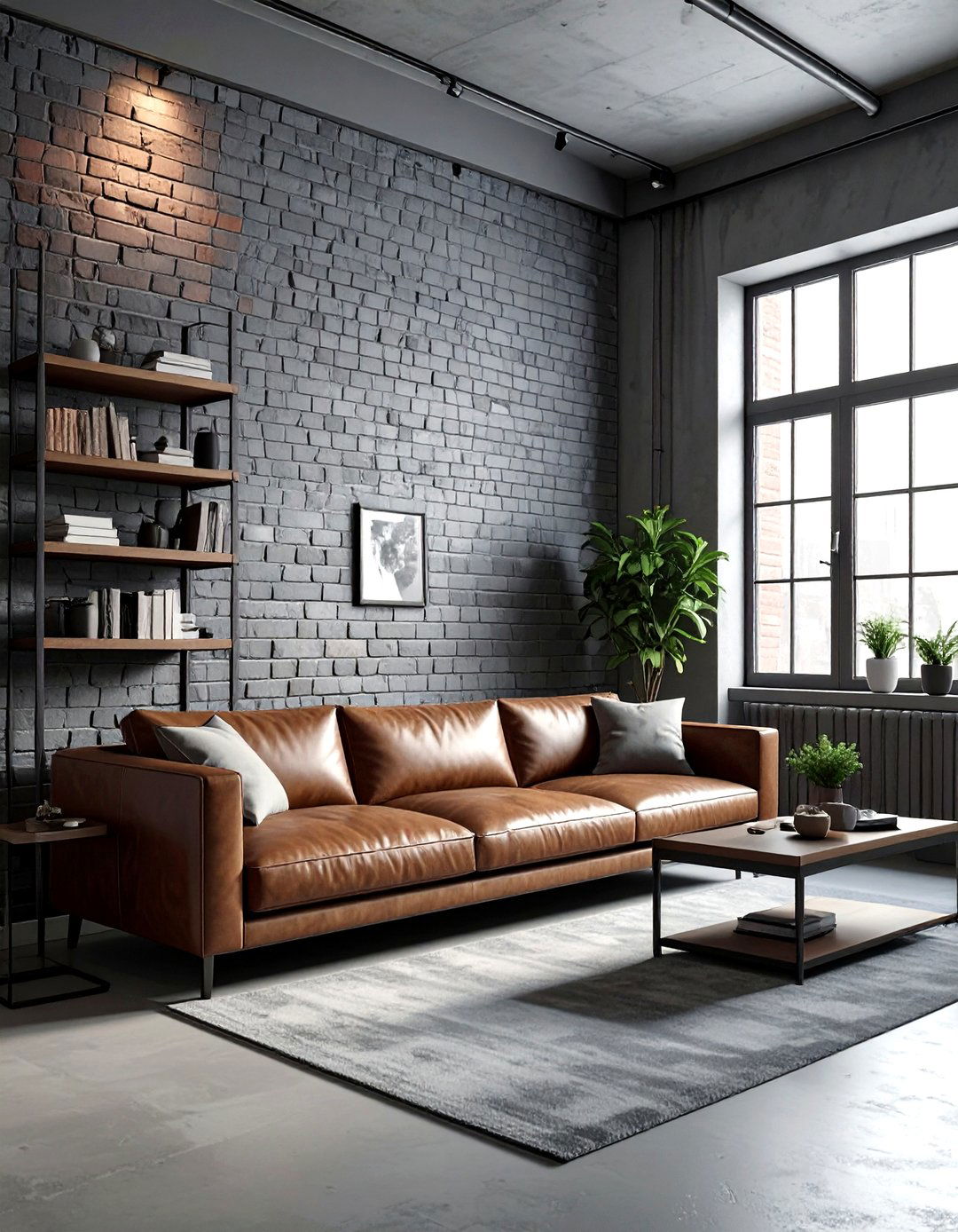 Gray Brick Wall - 30 gray living room design ideas