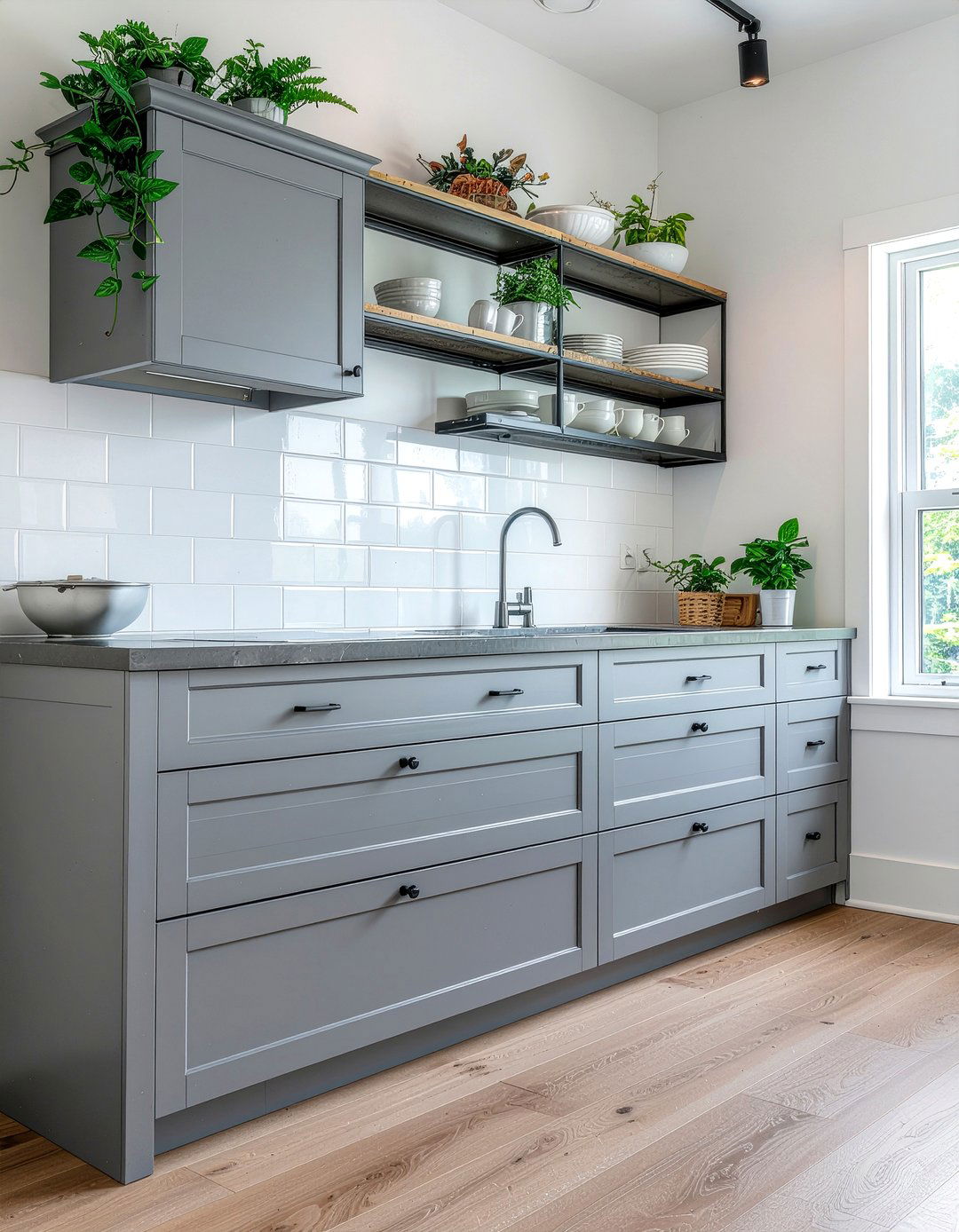 Gray Cabinets Open Shelving - 30 gray kitchen cabinet ideas