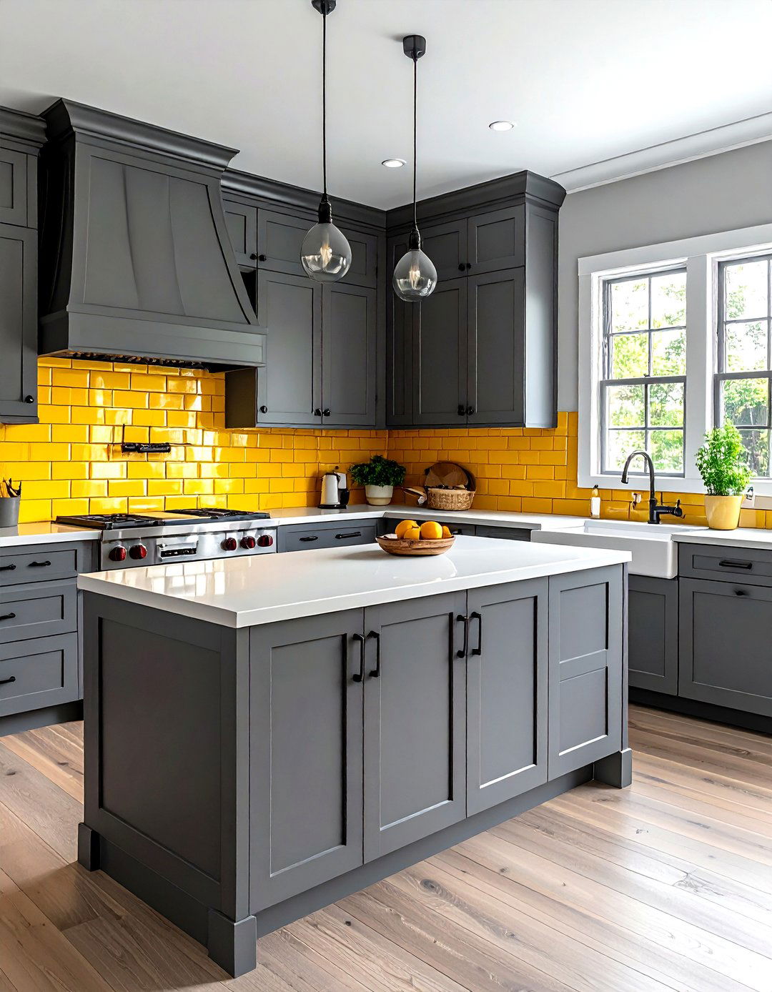 Gray Cabinets Yellow Backsplash - 30 gray yellow kitchen ideas