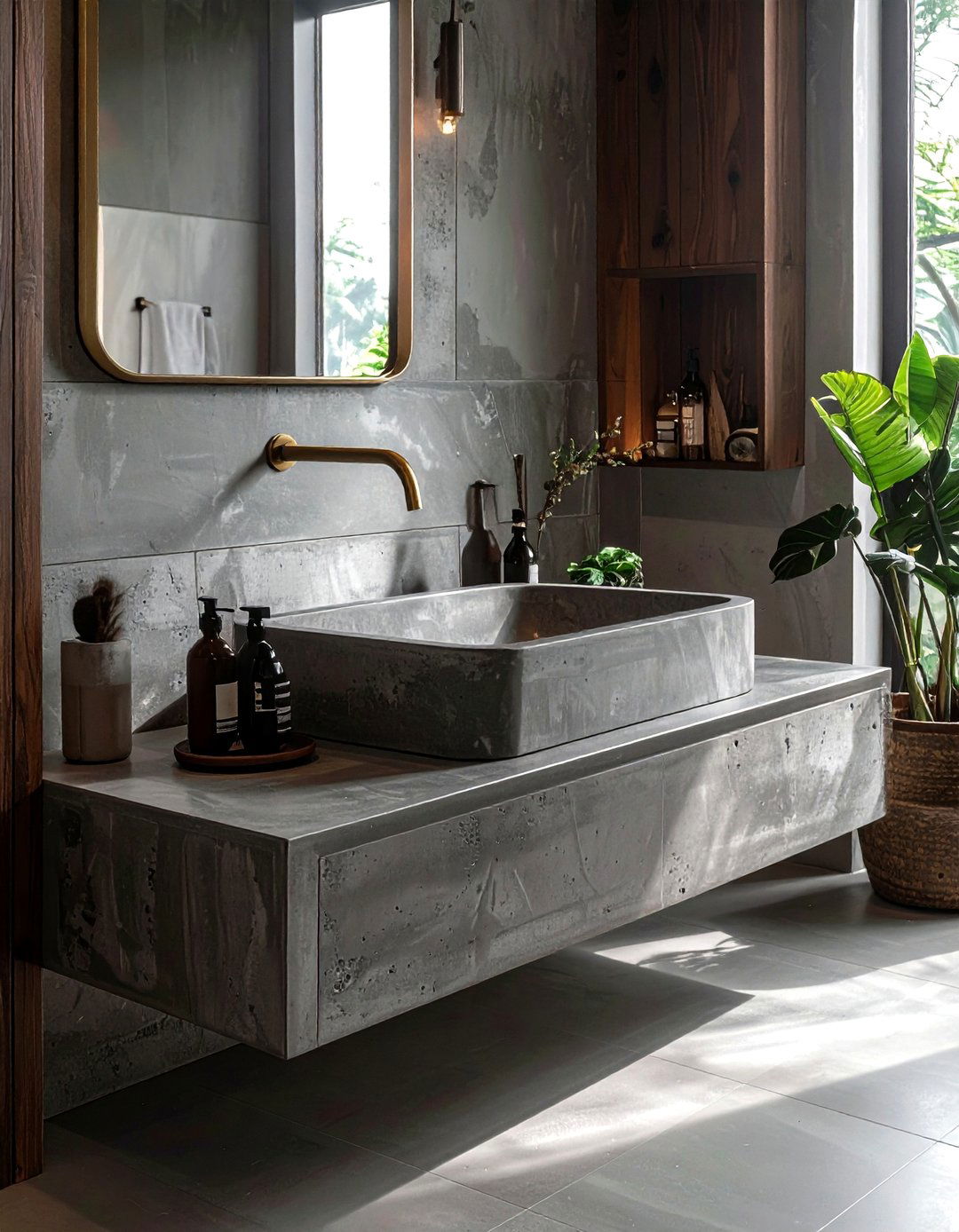 Gray Concrete Bathroom Sink - 30 vintage modern bathroom ideas
