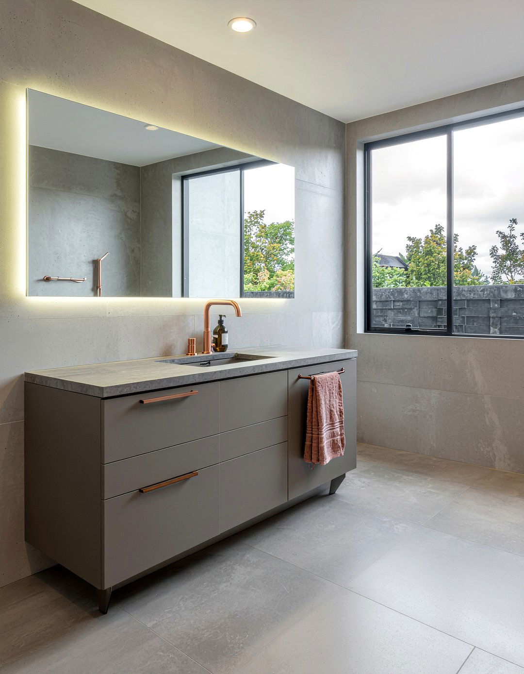 Gray Concrete Laminate - 30 laminate bathroom countertop ideas