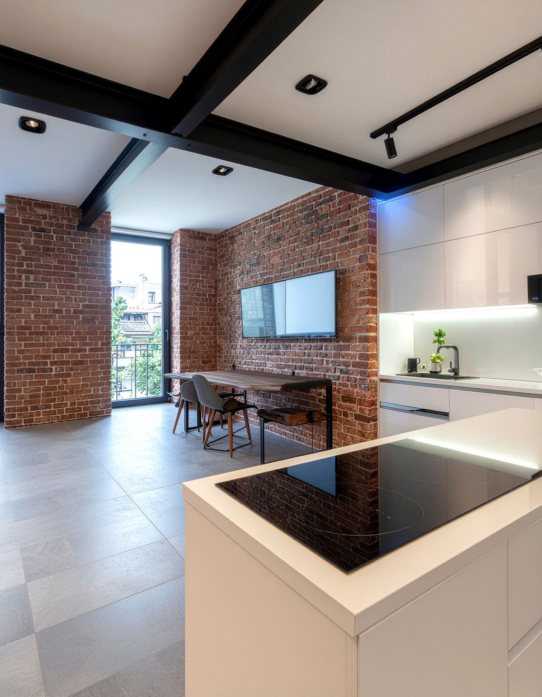 Gray Concrete Look Porcelain Tile - 30 porcelain tile floor kitchen ideas