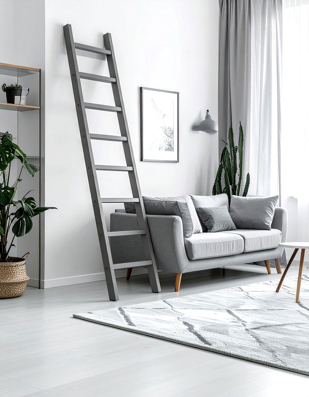 Gray Decorative Ladder - 30 gray living room accessories ideas