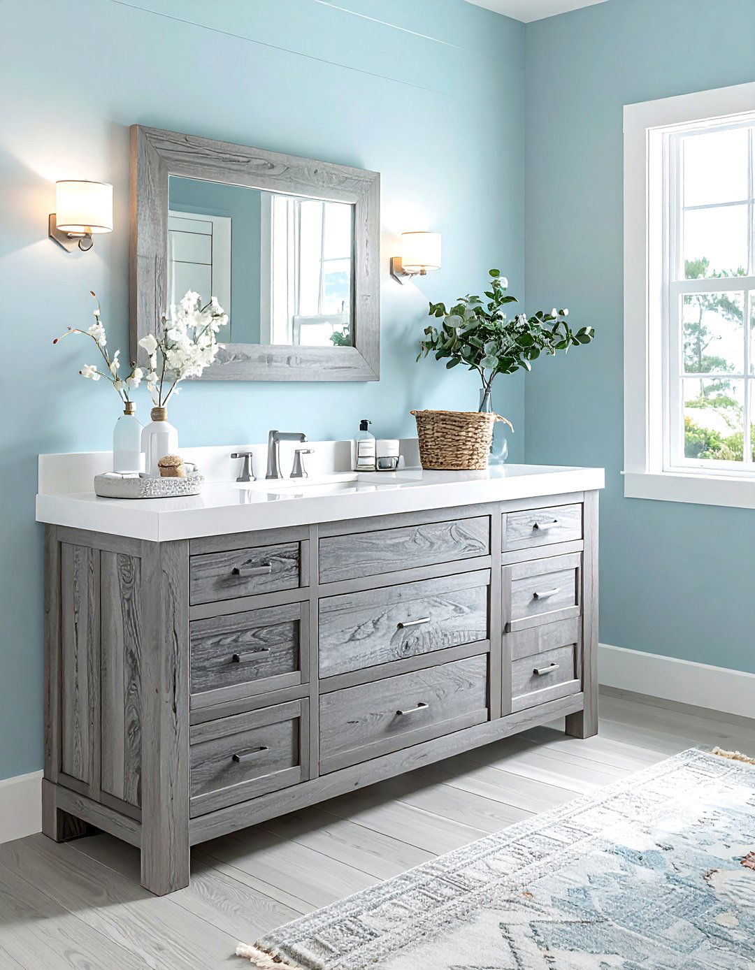 Gray Driftwood Vanity - 30 gray bathroom furniture ideas