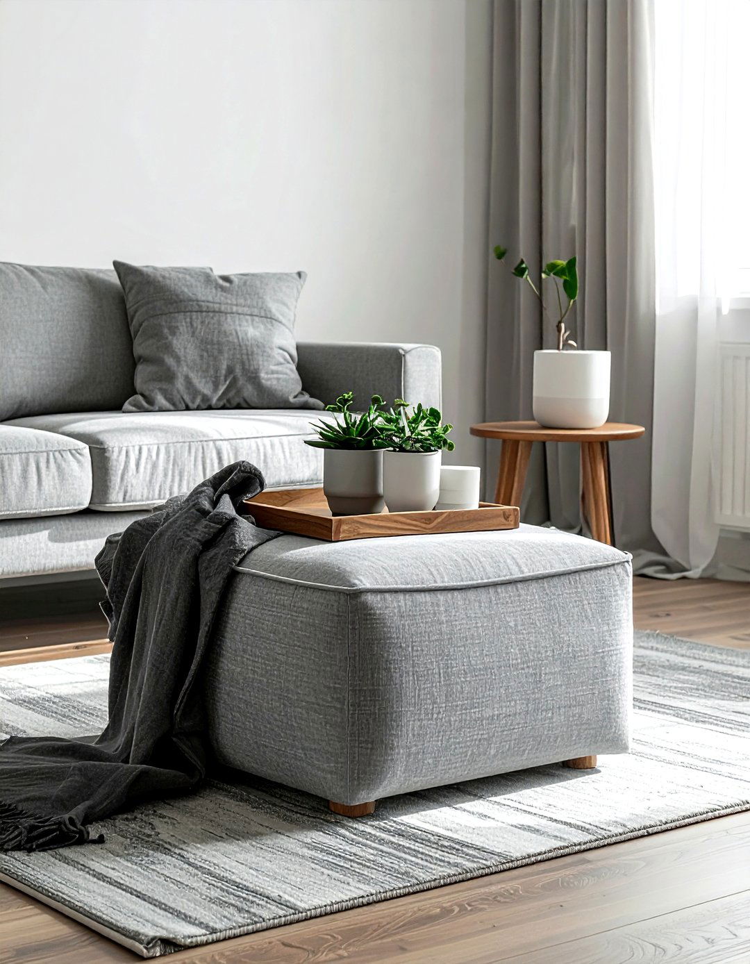 Gray Fabric Ottoman Decor - 30 ottoman styling ideas