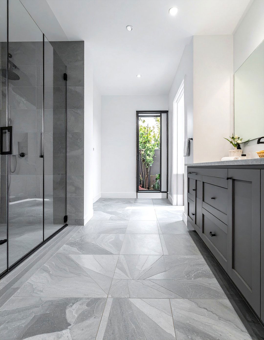Gray Fan Tile Floor - 30 fan tile bathroom ideas