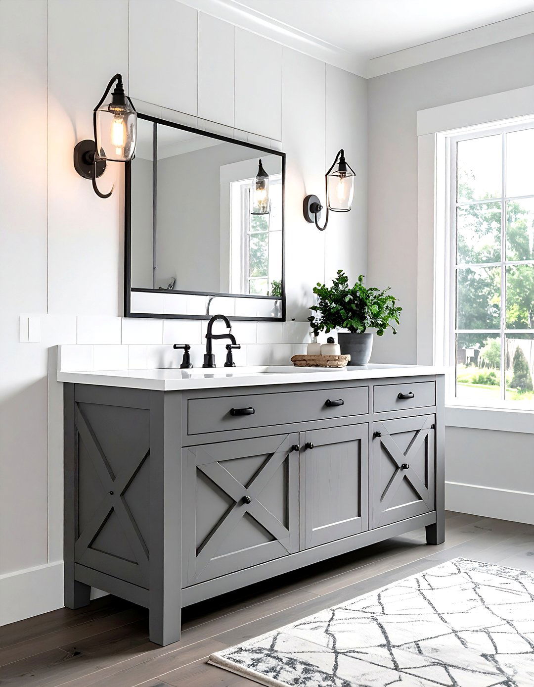 Gray Farmhouse Vanity - 30 gray bathroom furniture ideas